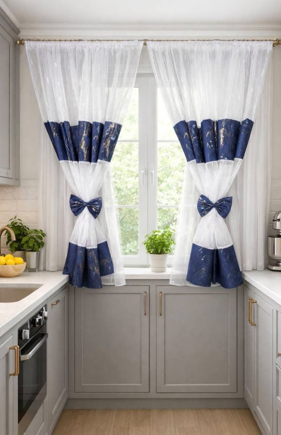 Set perdele albastru regal